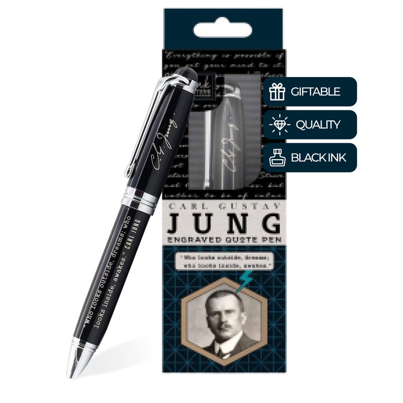 Inkstone Carl Jung Engraved Inspirational Quote Pen - Who looks outside, dreams; Who looks inside, awakes. - Psychology Gifts for Psychologists Therapists Counselors Intellectuals - Image 1